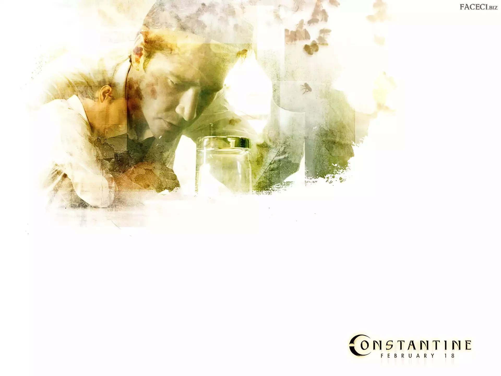 Constantine, Keanu Reeves, robaki, szklanka